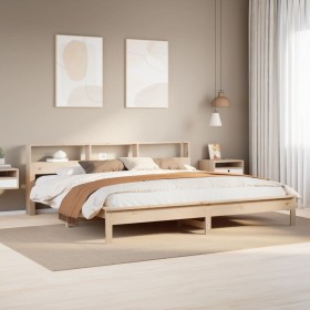 Estructura de cama sin colchón madera maciza de pino 200x200