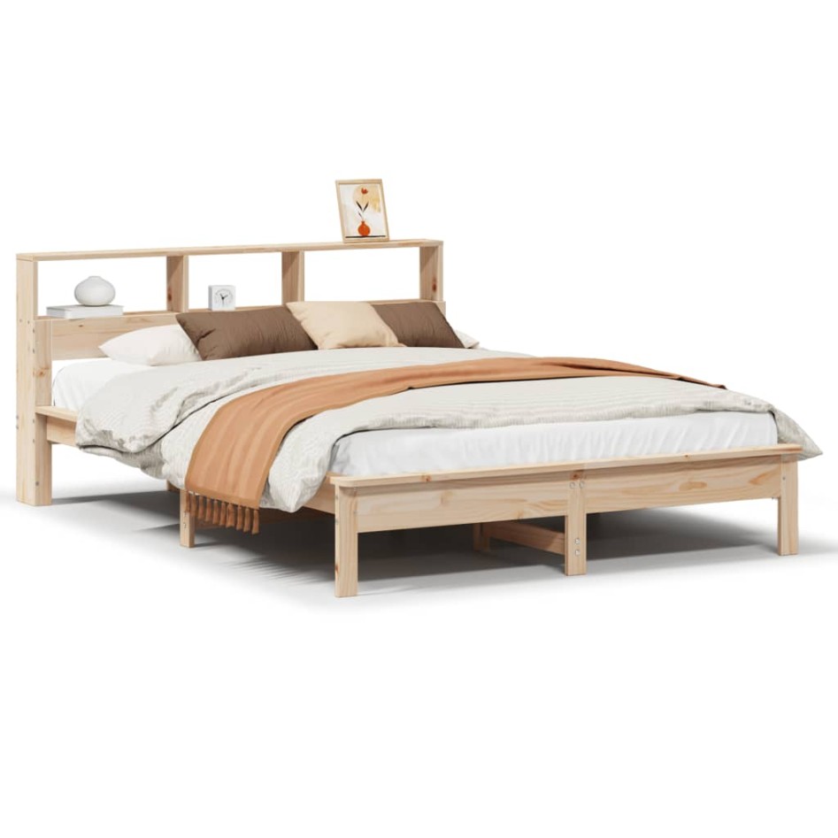 Estructura de cama sin colchón madera maciza de pino 160x200