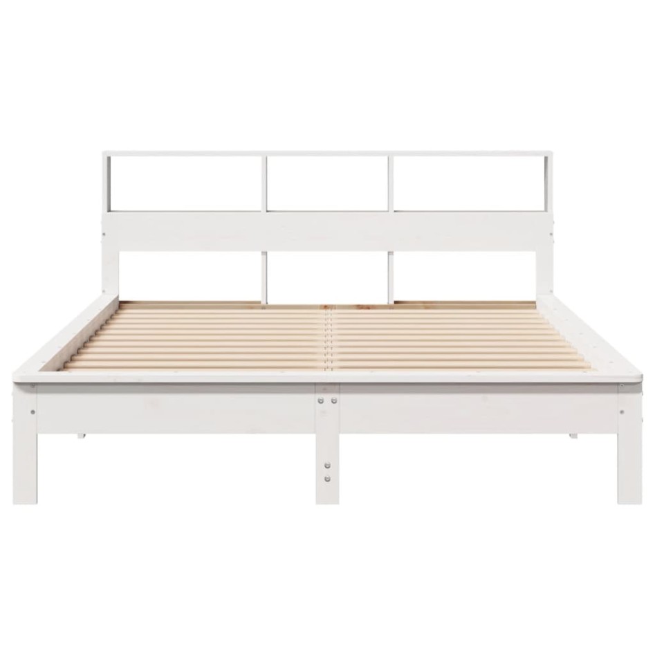 Estructura de cama sin colchón madera de pino blanca 140x200