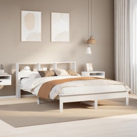 Estructura de cama sin colchón madera de pino blanco 135x190
