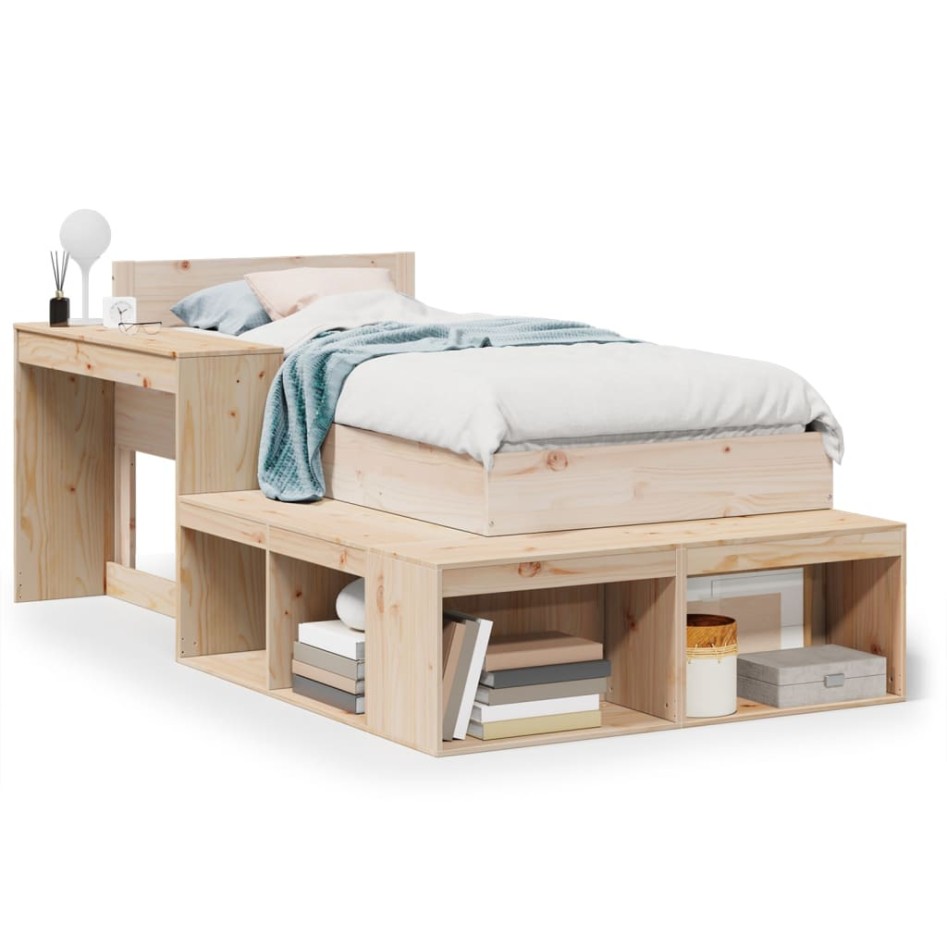 Estructura de cama sin colchón madera maciza pino 75x190