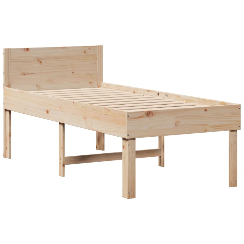 Estructura de cama sin colchón madera maciza pino 75x190