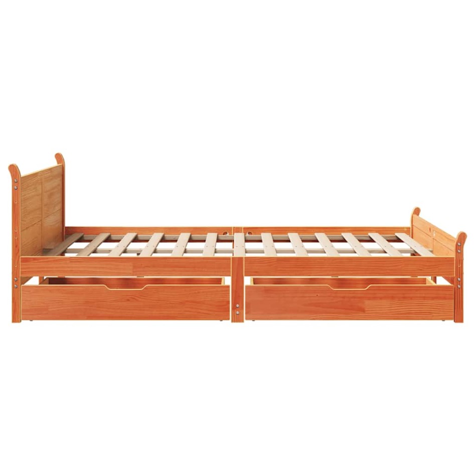 Estructura de cama sin colchón madera maciza marrón 120x190
