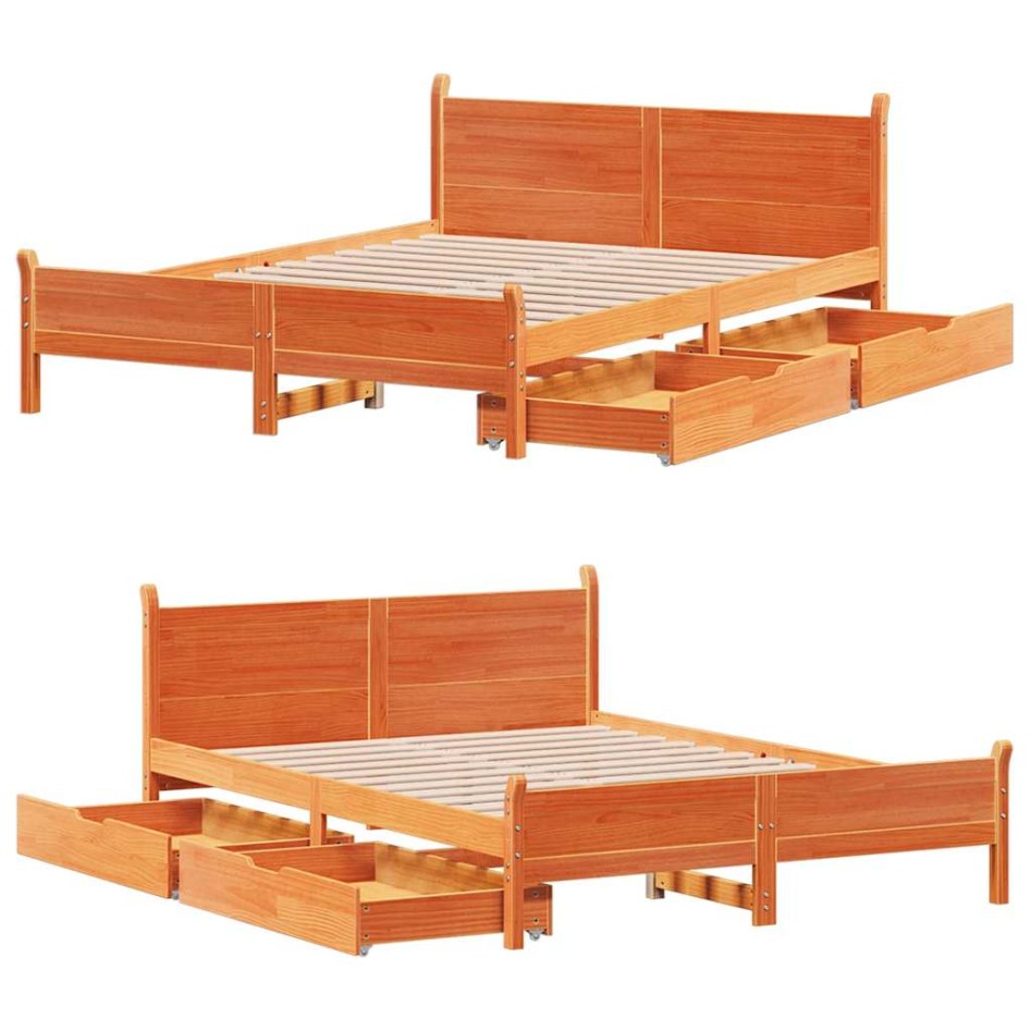Estructura de cama sin colchón madera maciza marrón 120x190