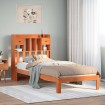 Cama con estantería sin colchón madera maciza marrón 75x190 cm