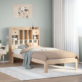 Cama con estantería sin colchón madera maciza de pino 90x200