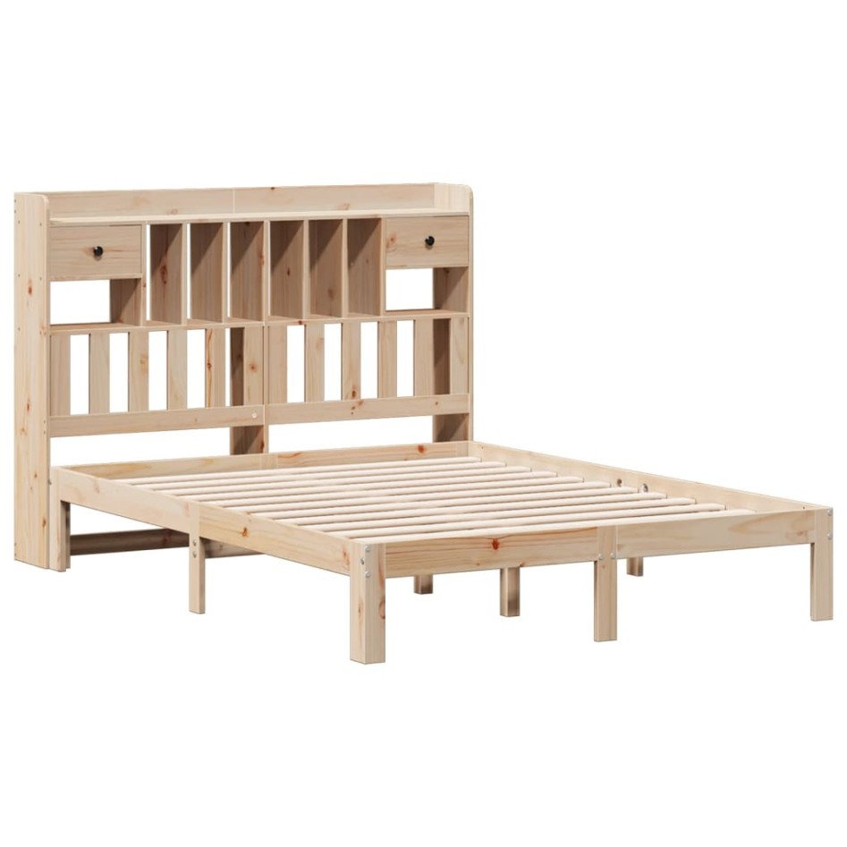 Cama con estantería sin colchón madera maciza de pino