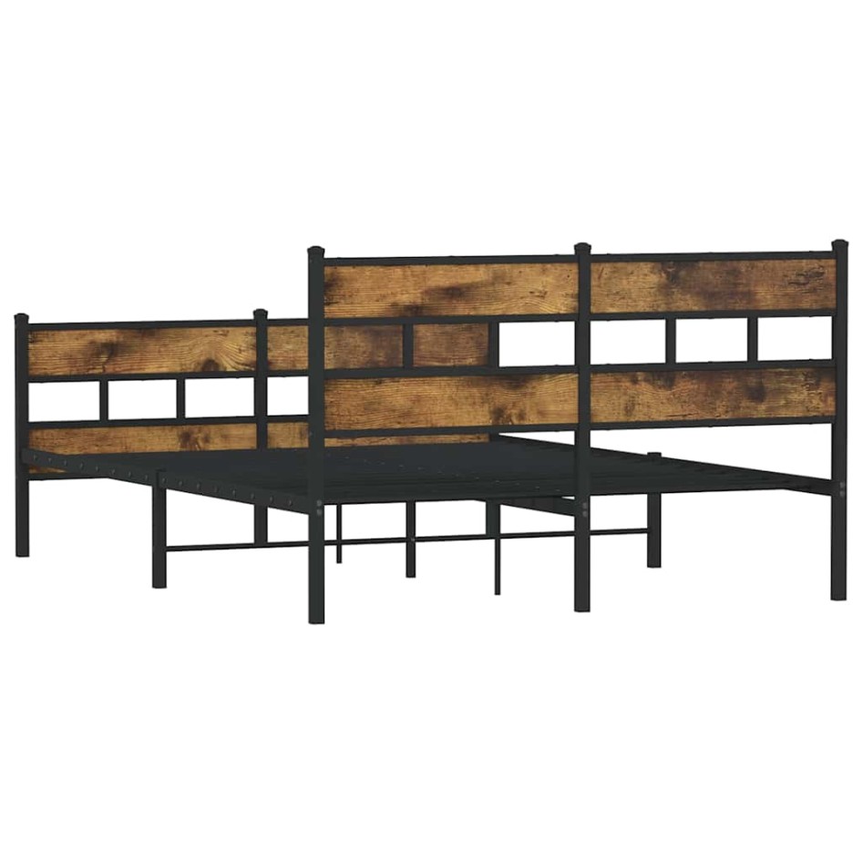 Estructura de cama sin colchón metal roble ahumado 135x190