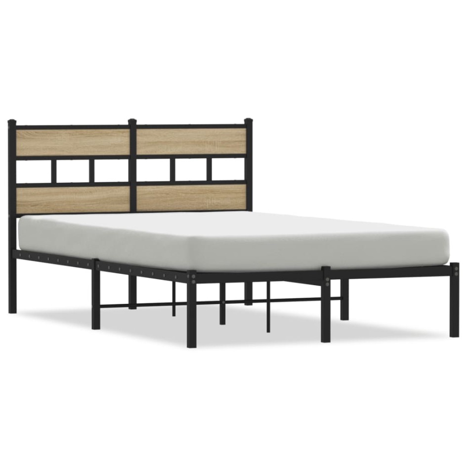 Estructura de cama sin colchón metal roble Sonoma 120x200