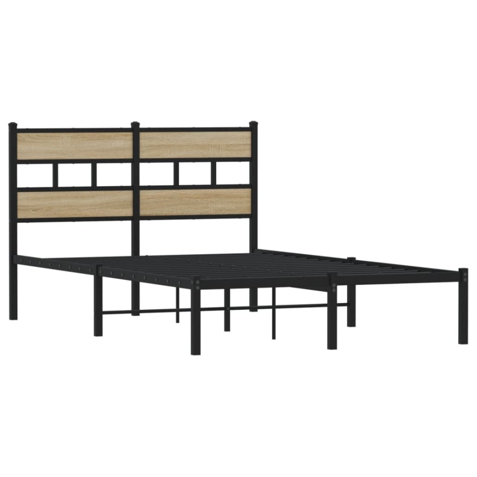 Estructura de cama sin colchón metal roble Sonoma 120x200