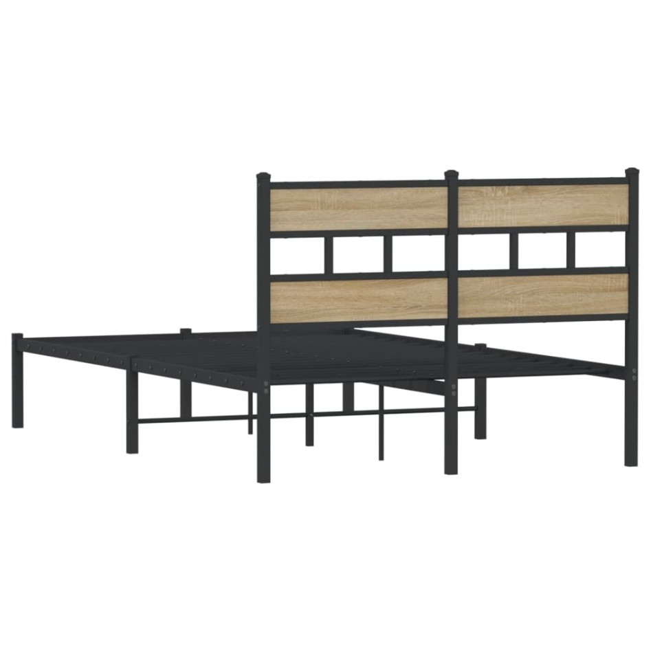 Estructura de cama sin colchón metal roble Sonoma 120x200