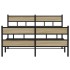Estructura de cama sin colchón metal roble Sonoma 140x200