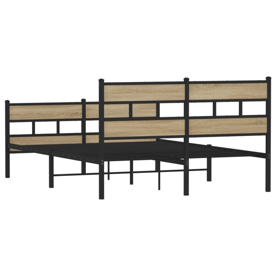 Estructura de cama sin colchón metal roble Sonoma 140x200