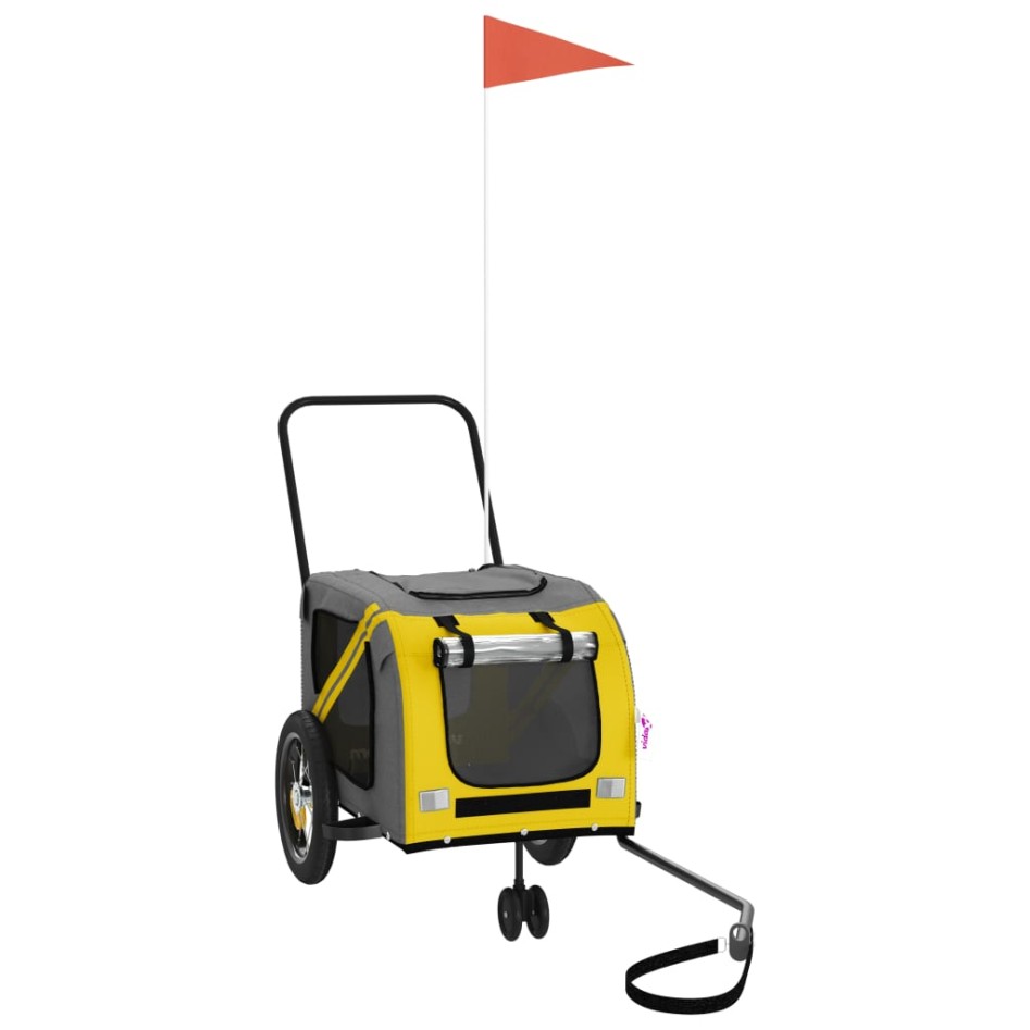 Remolque bicicleta mascotas hierro tela Oxford amarillo