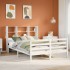 Cama con estantería sin colchón madera maciza blanca 150x200