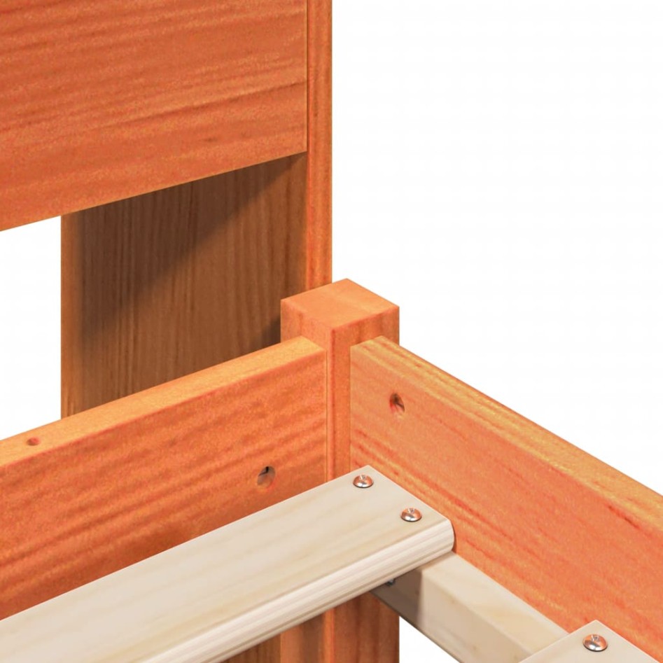 Cama con estantería sin colchón madera maciza marrón 75x190