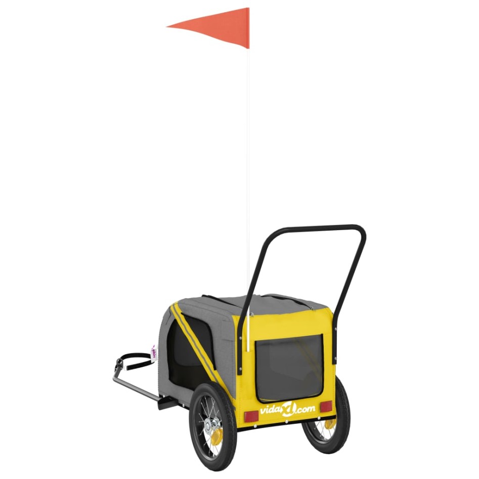 Remolque bicicleta mascotas hierro tela Oxford amarillo