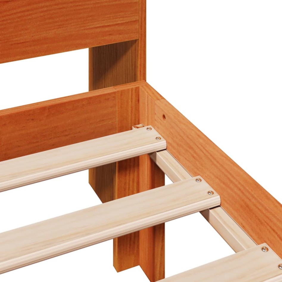 Cama con estantería sin colchón madera maciza marrón 100x200