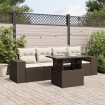 Set comedor de jardín 5 piezas y cojines ratán sintético marrón