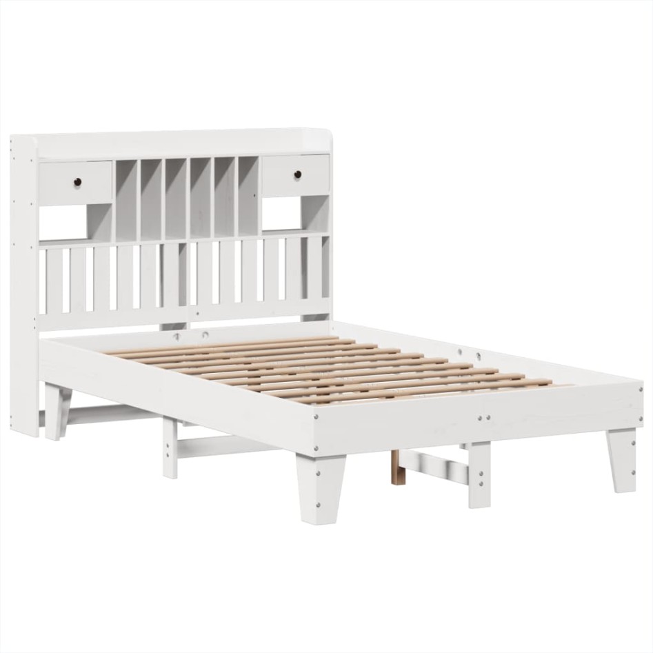 Estructura de cama sin colchón madera de pino blanco 135x190