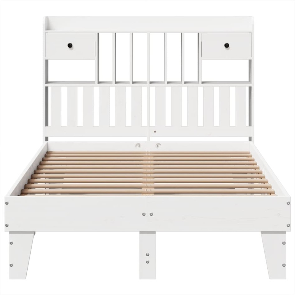 Estructura de cama sin colchón madera de pino blanco 135x190