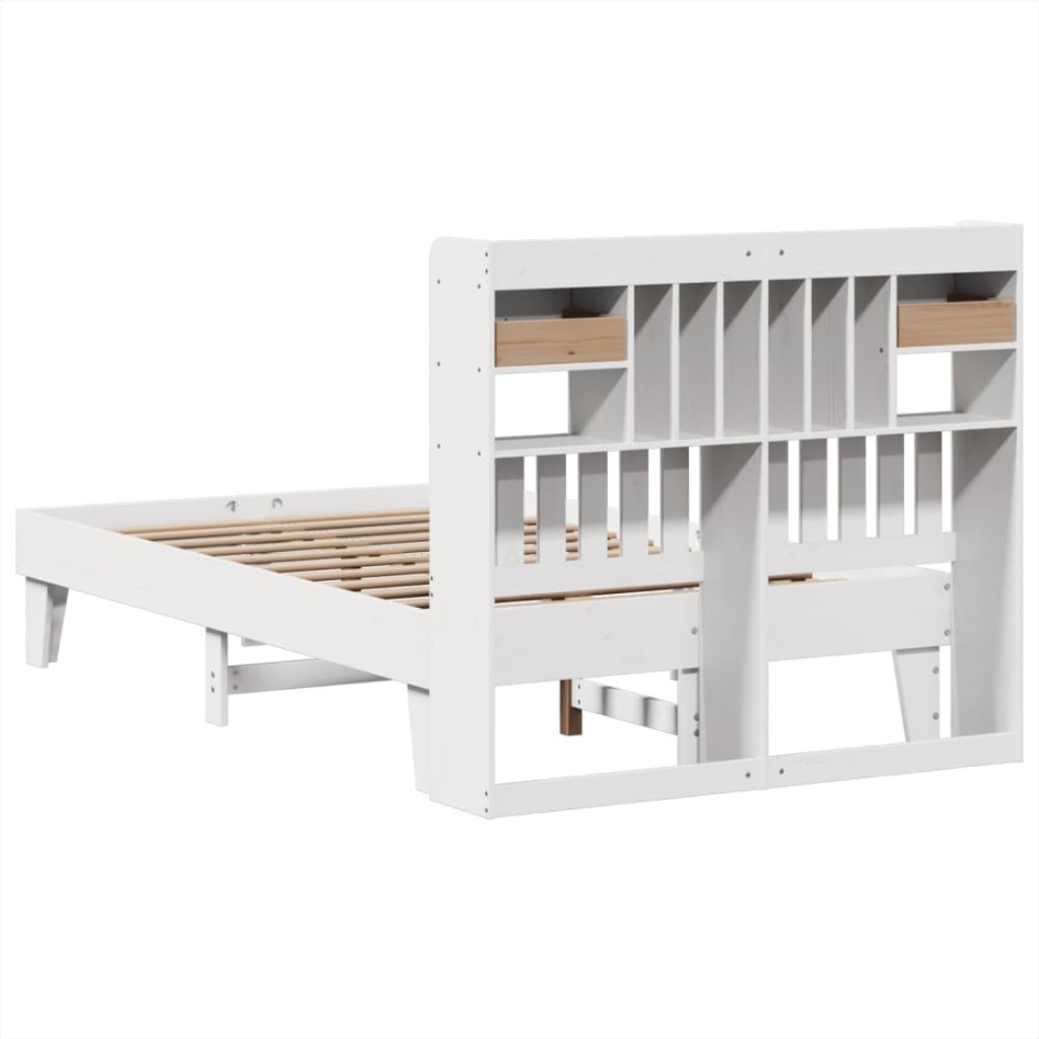 Estructura de cama sin colchón madera de pino blanco 135x190