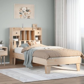 Estructura de cama sin colchón madera maciza pino 75x190