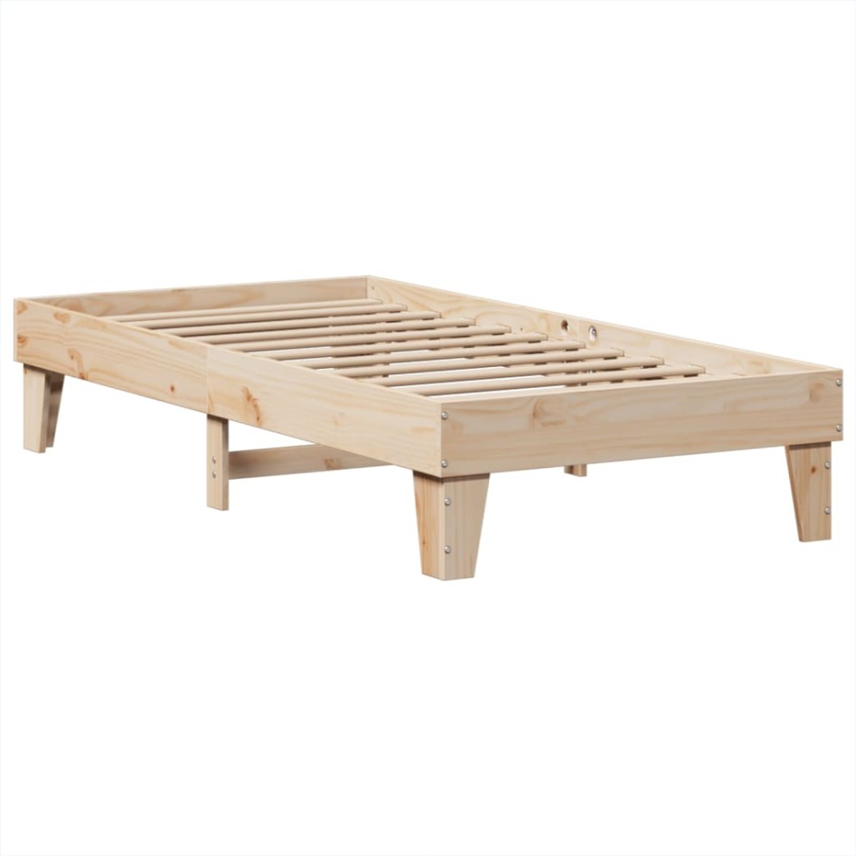 Estructura de cama sin colchón madera maciza pino 75x190