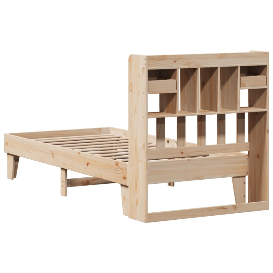 Estructura de cama sin colchón madera maciza pino 75x190