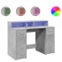 Escritorio con LED madera ingeniería gris hormigón 120x55x91