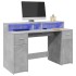 Escritorio con LED madera ingeniería gris hormigón 140x55x91