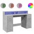 Escritorio con LED madera ingeniería gris hormigón 140x55x91
