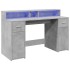 Escritorio con LED madera ingeniería gris hormigón 140x55x91
