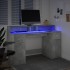 Escritorio con LED madera ingeniería gris hormigón 140x55x91