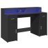 Escritorio con luz LED madera ingeniería negro 140x55x91