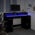 Escritorio con luz LED madera ingeniería negro 140x55x91