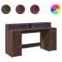 Escritorio con LED madera ingeniería marrón roble 160x55x91