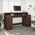 Escritorio con LED madera ingeniería marrón roble 160x55x91
