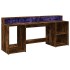 Escritorio con LED madera ingeniería roble ahumado 200x55x91