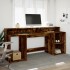 Escritorio con LED madera ingeniería roble ahumado 200x55x91