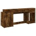 Escritorio con LED madera ingeniería roble ahumado 200x55x91