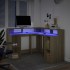 Escritorio con LED madera ingeniería roble Sonoma 130x130x91