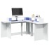 Escritorio con luz LED madera ingeniería blanco 152x152x91