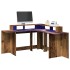 Escritorio con LED madera ingeniería envejecida 152x152x91