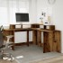Escritorio con LED madera ingeniería envejecida 152x152x91