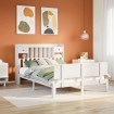 Cama con estantería sin colchón madera maciza blanca 140x190 cm