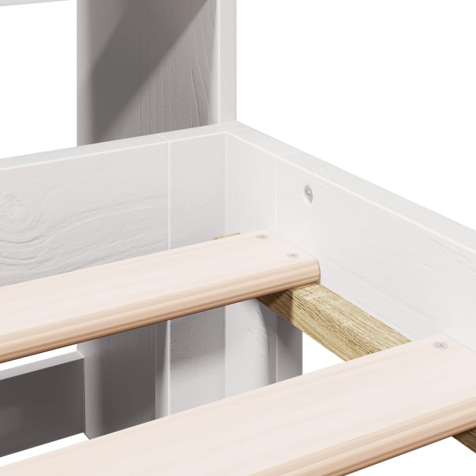 Cama con estantería sin colchón madera maciza blanca 140x190