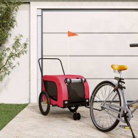 Remolque de bicicleta mascotas hierro tela Oxford rojo
