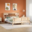 Cama con estantería sin colchón madera maciza de pino 200x200cm