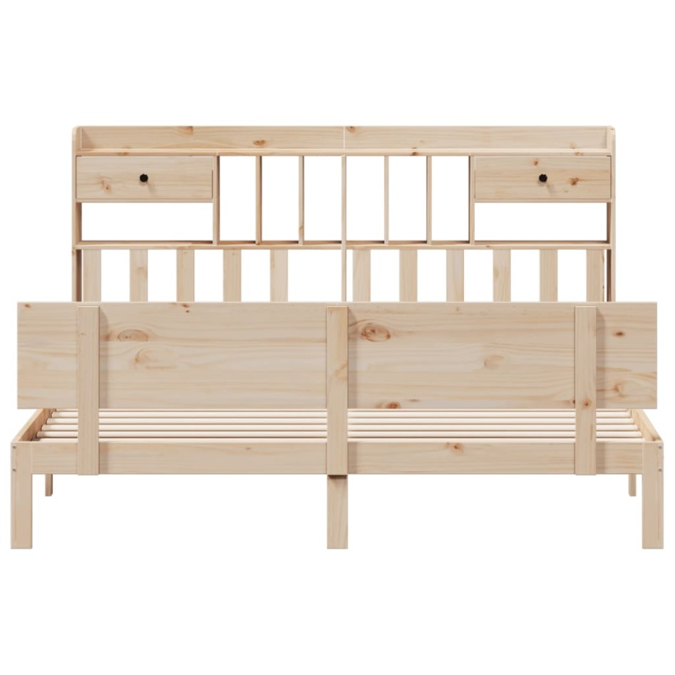 Cama con estantería sin colchón madera maciza de pino